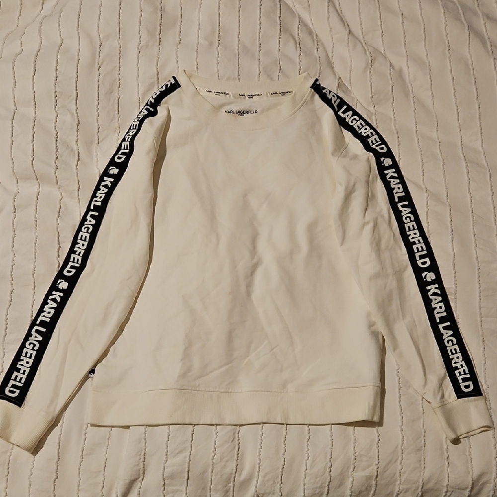 Karl Lagerfeld Cream Sweater with Black Accents